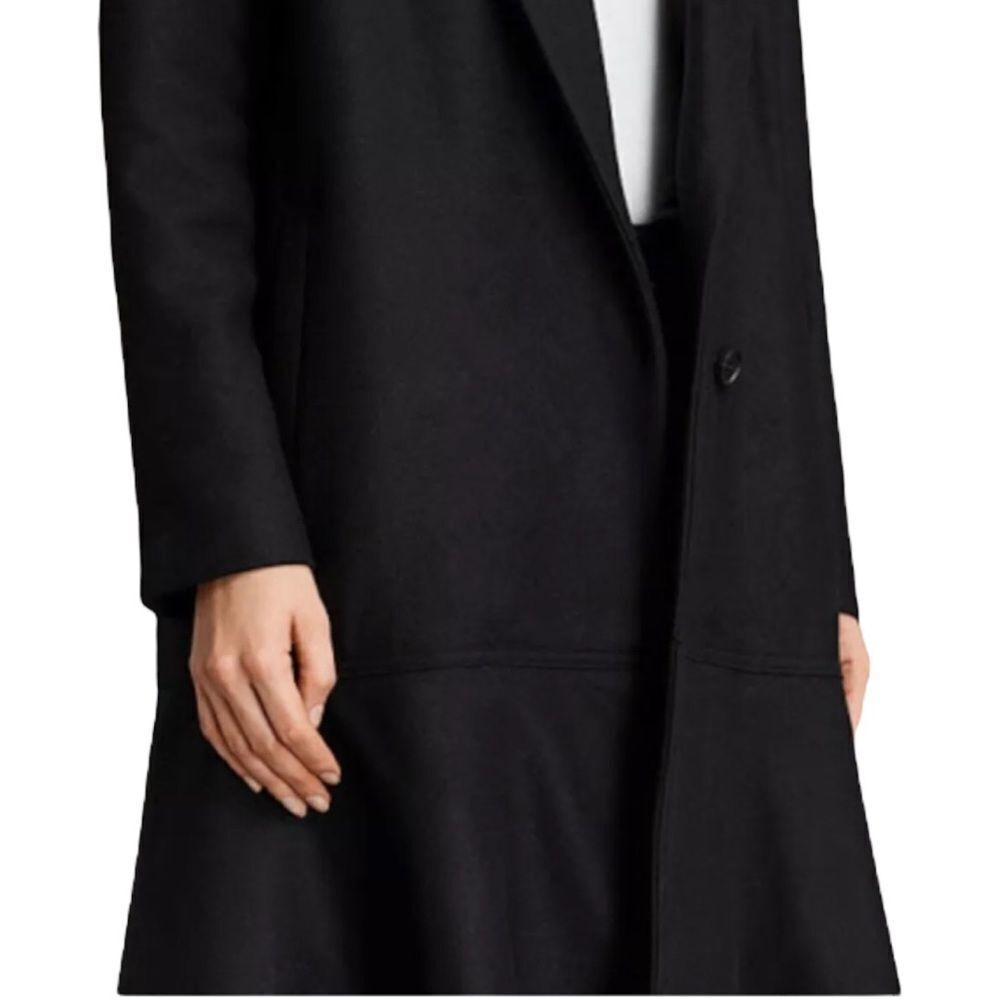 Allsaints Grace Black Italian Wool Blend Coat Size XS - Picture 7 of 14